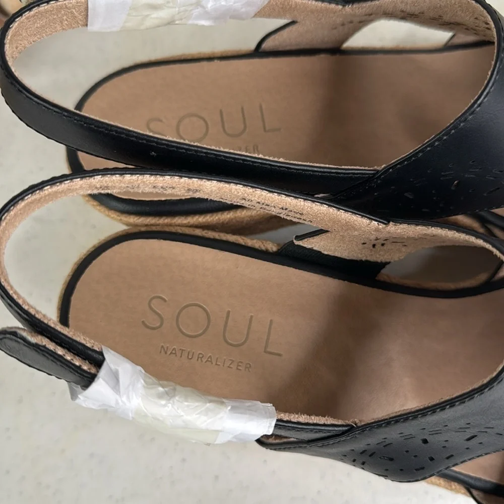 SOUL Naturalizer Ocean Women's Wedge Sandals Sz 11 Black